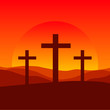 Sunset or sunrise with cross