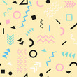 © mary_stocker - Retro vintage 80s or 90s fashion style. Memphis seamless pattern. Trendy geometric elements. Modern abstract design. Good for textile fabric. Vector illustration.