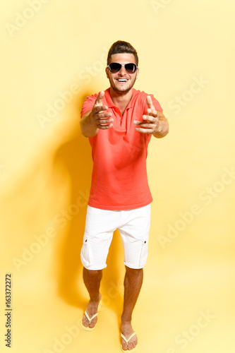 red blouse and white pants