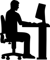 Poster - Programmer sitting on a computer silhouette