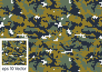 Wall Mural - digital woodland camouflage pattern vector