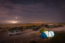 Balgowan, Australia - December 19, 2016: Night Thunder Storm With Lightning Strikes At The Gap Camping Ground In Yorke Peninsula, South Australia