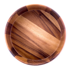 Wall Mural - Close up of wood empty wooden bowl isolated on white background