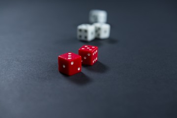 Close-up of red and white dices