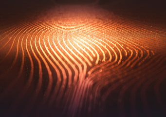 Fingerprint in labyrinth form, with binary codes in reference to individual identity.