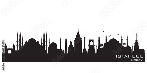 Foto-Schmutzfangmatte - Istanbul Turkey city skyline vector silhouette (von yurkaimmortal)