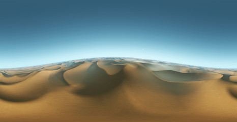 Panorama landscape of sand dunes, environment HDRI map. Equirectangular projection, spherical panorama. 3d rendering