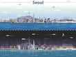 Seoul skyline at day and night vector illustration
