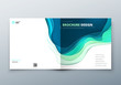 © great_bergens - Square paper cut brochure design. Rectangle Paper carve abstract cover for brochure flyer magazine annual report or catalog design. Concept in teal green colors for eco nature health medical brochure