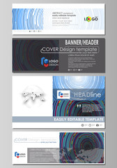 blue color background in minimalist style made from colorful circles. social media and email headers