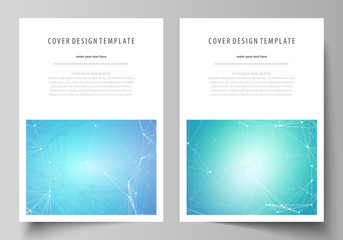 Wall Mural - Chemistry pattern, molecule structure, medical DNA research. Medicine concept. Business templates for brochure, magazine, flyer, booklet, report. Cover design template, vector layout in A4 size.
