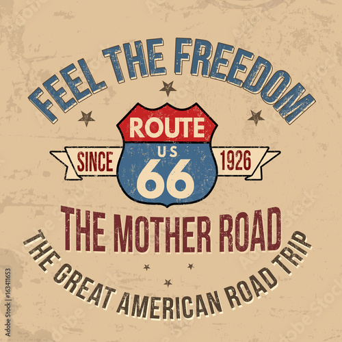 Route 66 typography for t-shirt print Wallpaper Mural