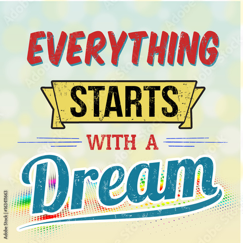 Everything starts with a dream typography print design Canvas Print