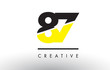 87 Black and Yellow Number Logo Design.