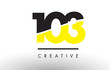 103 Black and Yellow Number Logo Design.
