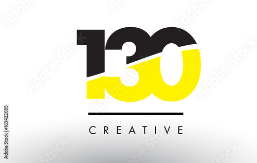 Fotomural 130 Black and Yellow Number Logo Design.