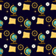 Geography themed seamless pattern. Back to school collection.
