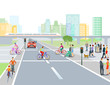Straße mit Straßenkreuzung in der Stadt, Illustration