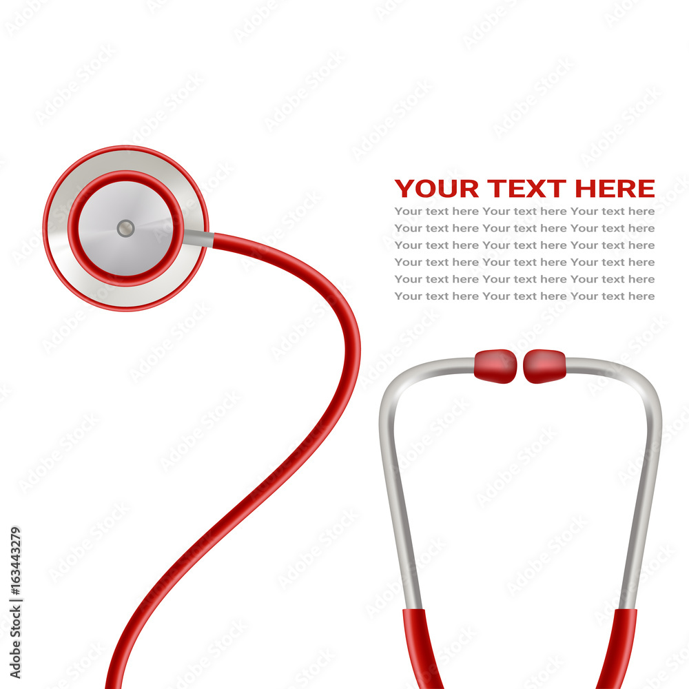 Red Stethoscope Isolated On A White Background. Realistic Vector ...
