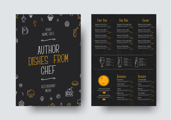 Fototapete - Design A4 size of a black menu for a restaurant or cafe