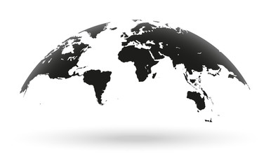Wall Mural - black world map globe isolated on white background