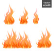 Set of fire flames isolated on white background. Vector illustration