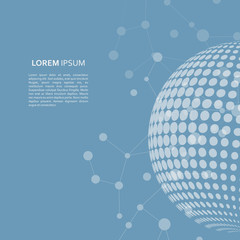 Poster - Vector halftone circle with molecule connect line and dot