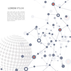 Poster - Vector molecule connect with halftone planet