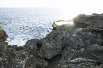 Natural Pool at devil's tears cliff Nusa Lembongan, Bali, Indonesia