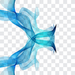 Abstract vector background, blue wavy 