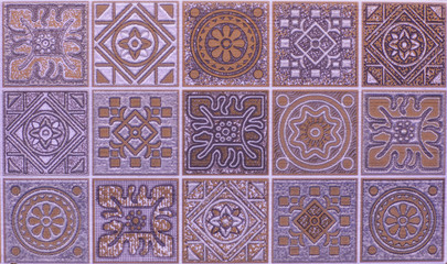 Naklejka na meble Glossy tile for bath, pool, kitchen, purple mosaic