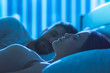 © realstock1 - The attractive woman sleeping near the man in the bed. night time