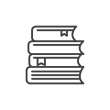 Stack Of Books Line Icon, Outline Vector Sign, Linear Style Pictogram Isolated On White. Study Symbol, Logo Illustration. Editable Stroke