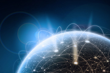 Wall Mural - global network concept. 3d rendering elements in collage