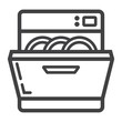 Dishwasher line icon, kitchen and appliance, vector graphics, a linear pattern on a white background, eps 10.