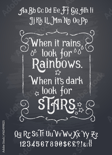 Vector illustration of retro font, uppercase and lowercase letters, numbers a...