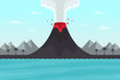 Vector Illustration of Volcanic Eruption. Flat Design Style. 