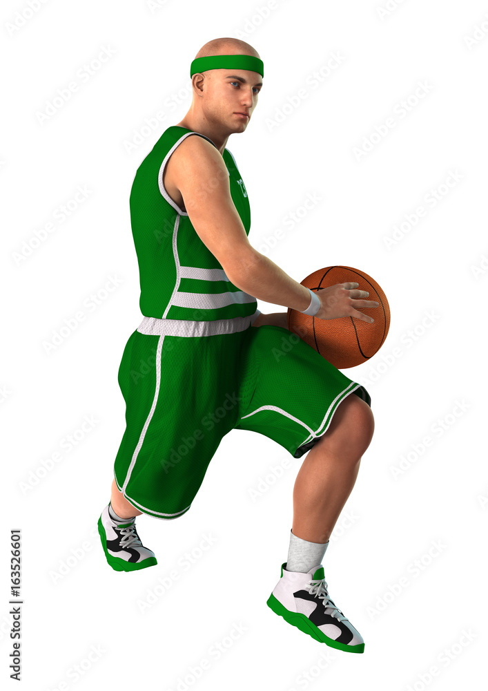 3D Rendering Basketball Player on White Stock Illustration | Adobe Stock