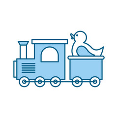 Sticker - train with rubber duck toy icon vector illustration design