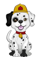 Dog Dalmatian Mascot Fire Fighter