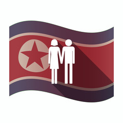 Canvas Print - Long shadow North Korea flag with a heterosexual couple pictogram