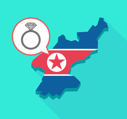 Sticker - Long shadow North Korea map with an engagement ring