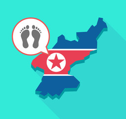 Poster - Long shadow North Korea map with two footprints