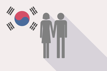 Wall Mural - Long shadow South Korea flag with a heterosexual couple pictogram