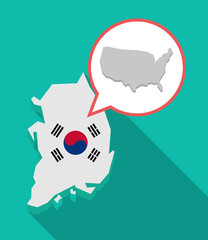 Sticker - Long shadow South Korea map with  a map of the USA