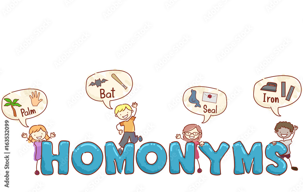 Animations Homonyms Example Stickman Kids Homonyms Stock Vector | Adobe Stock