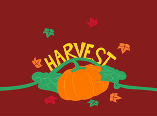 Poster - pumpkin autumn harvest lettering illustration