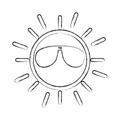 Wall Mural - sun with sunglasses character vector illustration design