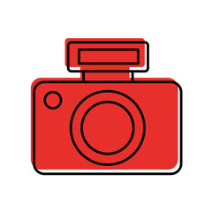 Sticker - Professional digital camera icon vector illustration design shadow