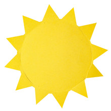 Paper Yellow Sun Cut Out And Folded Isolated On White With Path
